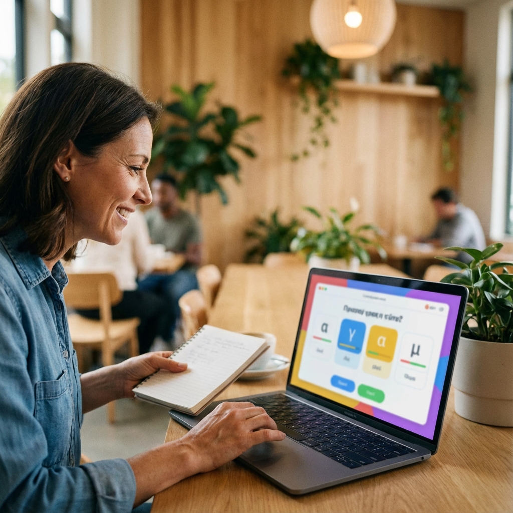 Student learning Greek with AI