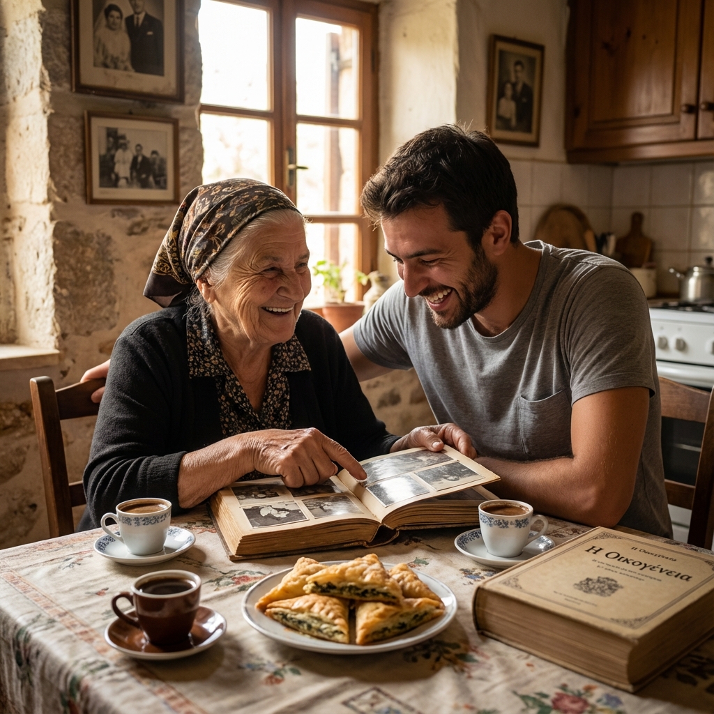 Greek heritage learner reconnecting with family